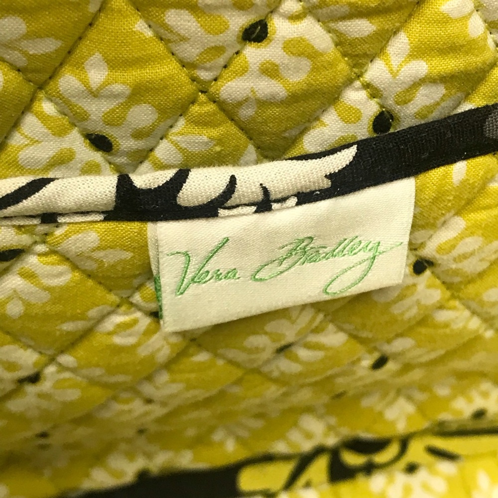 Vera Bradley Baroque Quilted Large Tote Bag Zipper Top Black Yellow Travel - Picture 8 of 10